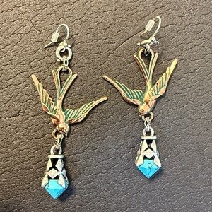 Lucky Brand Swallow Earrings with Turquoise Accents